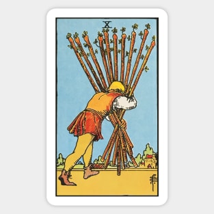 Ten of wands tarot card Sticker